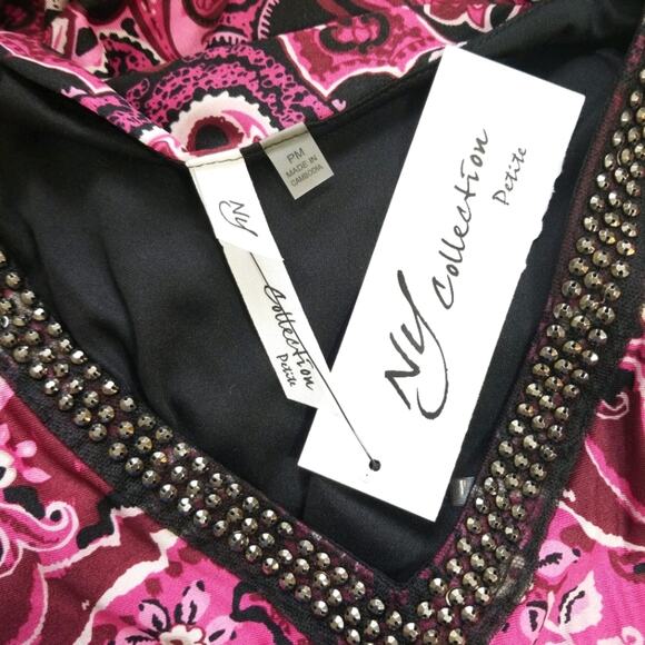 NWT NY Collection paisley Jersey studded dress P M - Picture 10 of 13